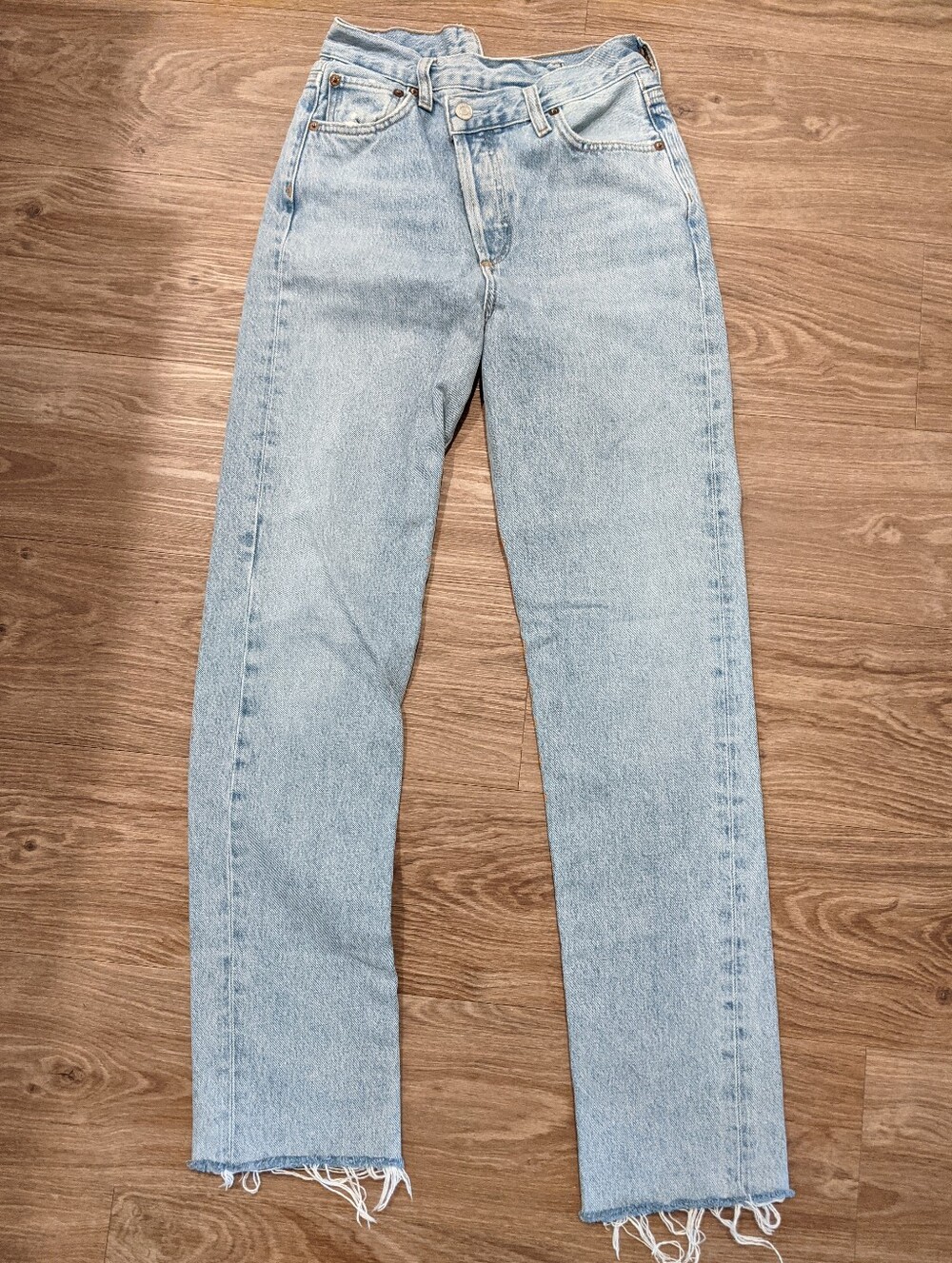 Agolde Women's Criss Cross Light Blue Straight-Leg Jeans Size 23